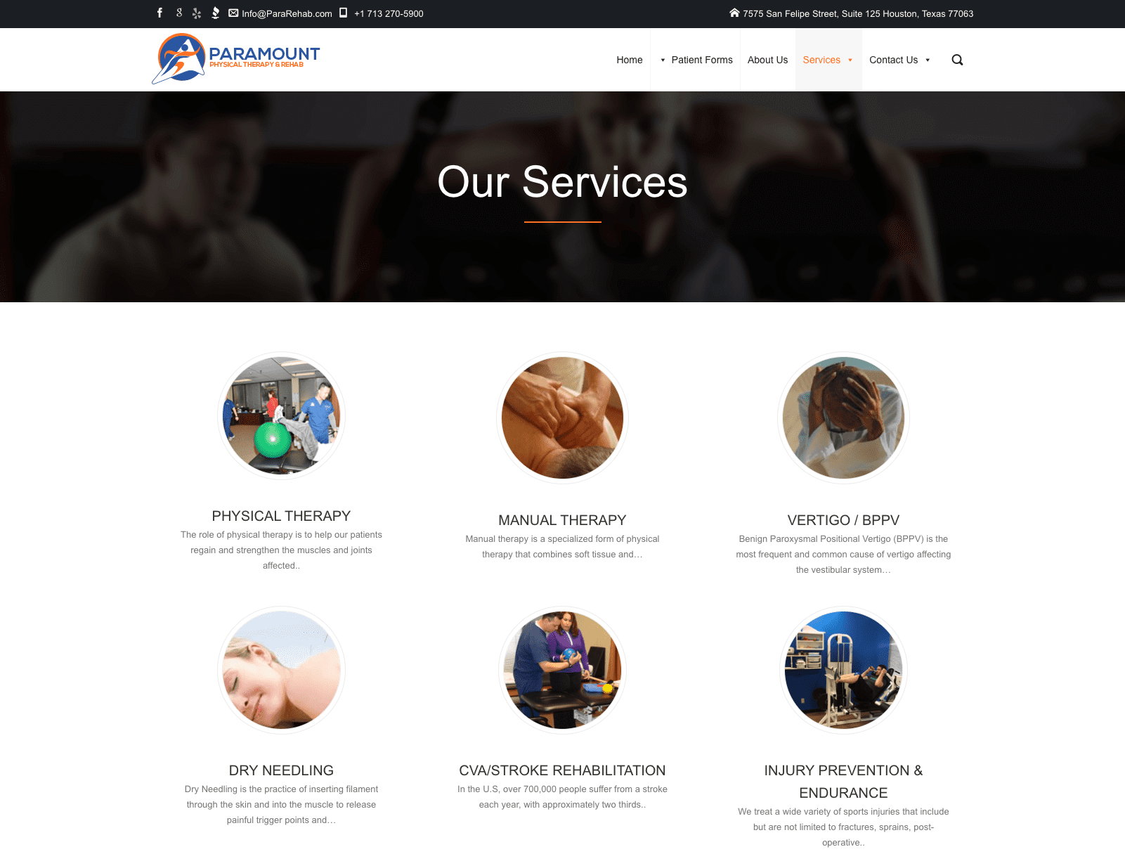 Paramount Physical Therapy & Rehab Services Page Screenshot