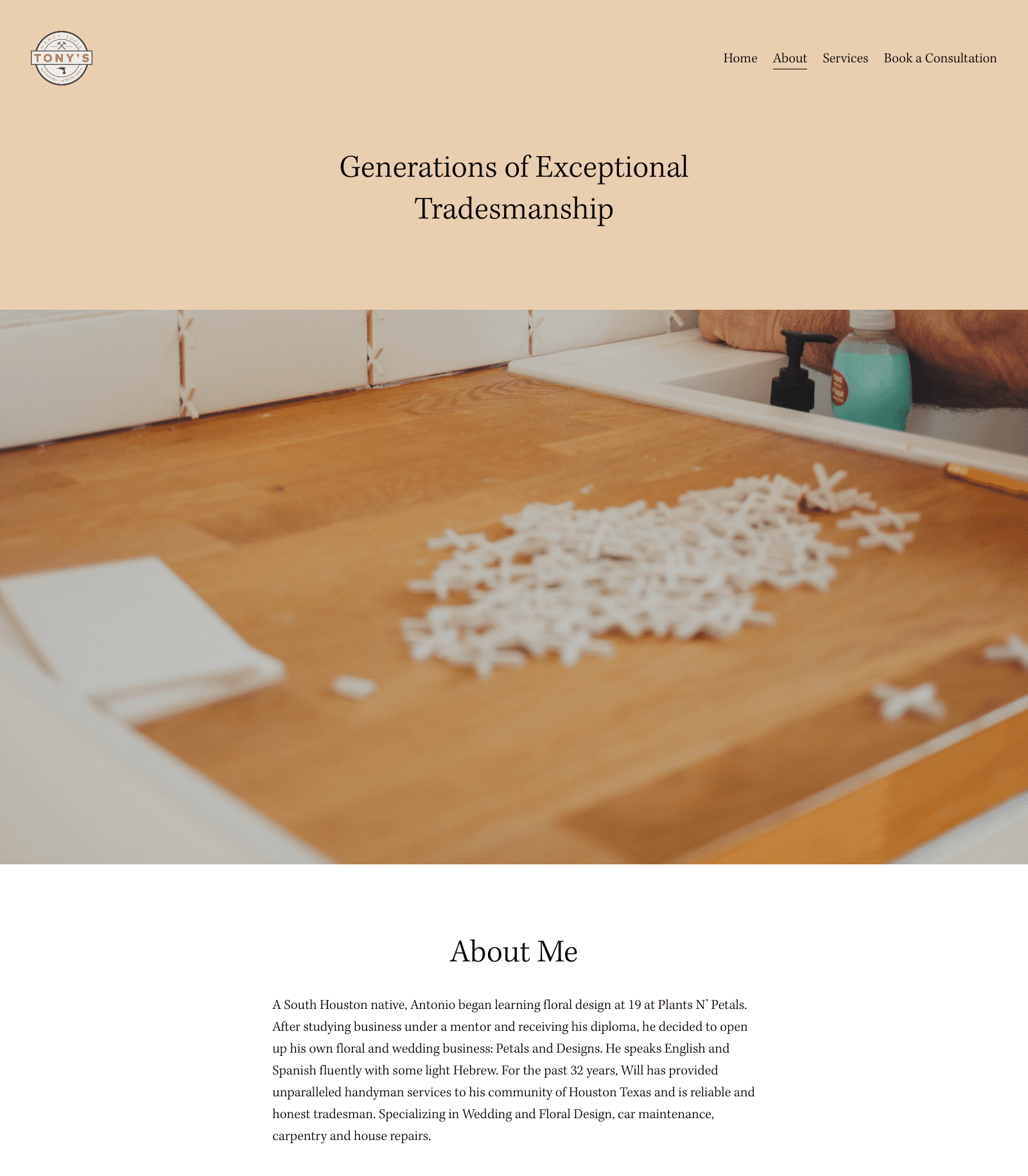 tonyshandytools About Page Showcase Screenshot